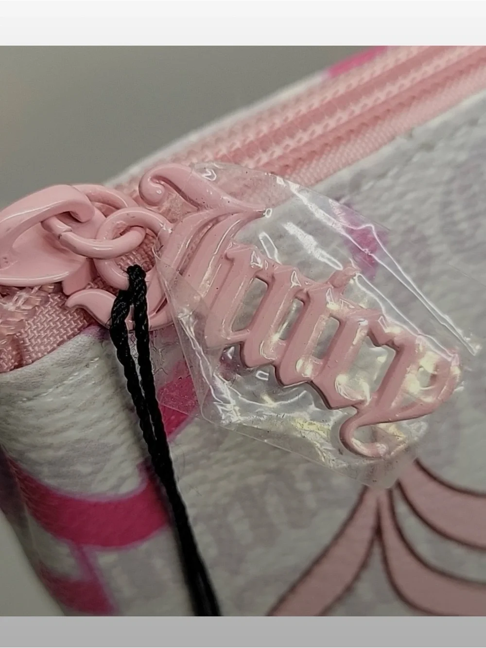 NWT Juicy Couture Pastel Script Cosmetic Pouch with Gold Crown Accent